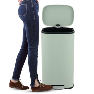 happimess HPM1006E Connor Rectangular 13-Gallon Trash Can with Soft-Close Lid and Free Mini Trash Can, Fingerprint Resistant, Modern, Minimalistic for Kitchen, Office, Bathroom, Pistachio Gelato - Image 6