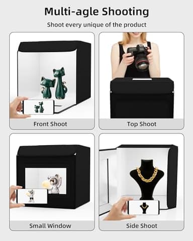 Glendan Light Box Photography, 12"x12" Portable Photo Box Shooting Tent Kit with 2 Light Panels (176 LED Lights) & 6 Kinds Double-Sided Backgrounds for Jewelry and Small Items Product Photography - Image 5