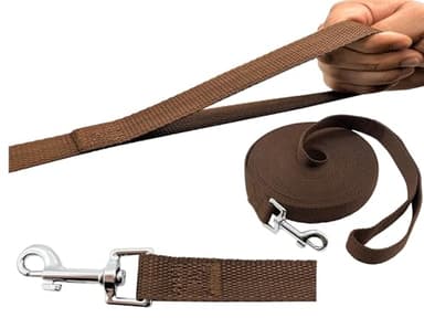 PETGOGO 15ft 20ft 30ft 40ft 50ft Long Dog/Puppy Lead Obedience Recall Training Dog Leashes for Small Medium Dogs Camping, Training, Play, or Backyard (Brown, 1" x 40FT) - Image 3