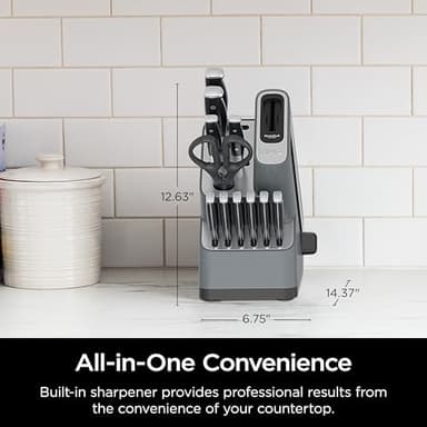 Ninja K32012 Foodi NeverDull Premium Knife System, 12 Piece Knife Block Set with Built-in Sharpener, German Stainless Steel Knives, Black - Image 6