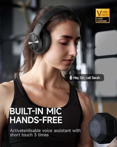 Picun B8 Bluetooth Headphones, 120H Playtime Headphone Wireless Bluetooth with 3 EQ Modes, Low Latency, Hands-Free Calls, Over Ear Headphones for Travel Home Office Cellphone PC Black - Image 4