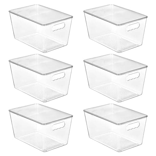 Vtopmart 6 Pack Clear Stackable Storage Bins with Lids, Large Plastic Containers with Handle for Pantry Organizer and Storage,Perfect for Bathroom,Cabinet,Kitchen,Fridge,Closet Organization - Image 1