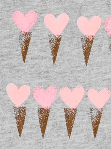 Simple Joys by Carter's Toddler Girls 3-pack Graphic Tees, pink dino, grey, white heart, 2T - Image 5