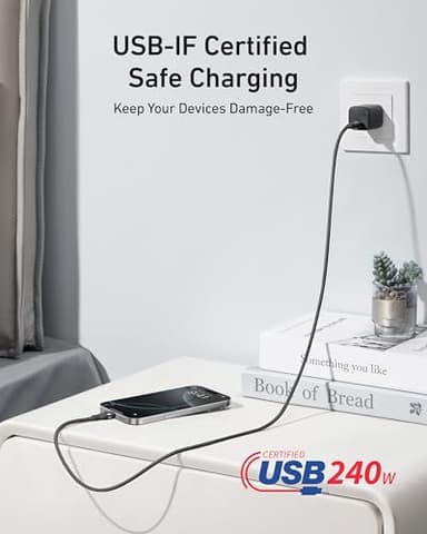 Anker Nano USB C Cable, 240W 6FT Flexible Multi-Color Braided Cord, Fast Charging Type C Charger for iPhone 17 Series, MacBook Pro and More(Black) - Image 6