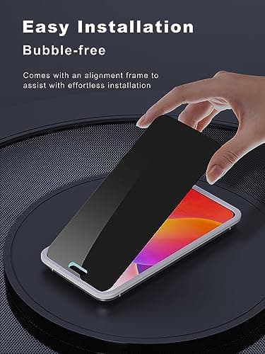 GIGIKISS Compatible for iPhone 15 Pro Privacy Screen Protector 6.1 inch, Anti Spy Anti Blue Light HD Tempered Glass Screen Protector Easy Installation, Case Friendly, 2 Pack Black - Image 5