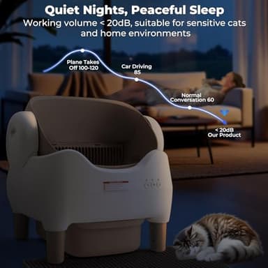 KITPLUS Self Cleaning Litter Box, Automatic Cat Litter Box with APP Control, Odor-Free Waste Disposal Includes Trash Bags, Large Waste Bin, Open-Top, for Multiple Cats - Image 3