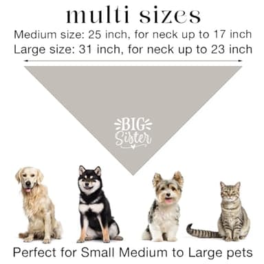 Big Sister Dog Bandana - Light Gray Pet Scarf Accessories, Triangle Bandana for Large Dogs, Baby Announcement (L) - Image 3