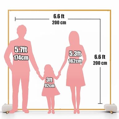 Lfory Square Balloon Arch Stand, 6.6x6.6 FT Metal Backdrop Frame Gold, Arcos Para Decoracion De Fiestas, Square Backdrop Stand for Birthday Party Bridal Shower Photo Background Decoration - Image 2