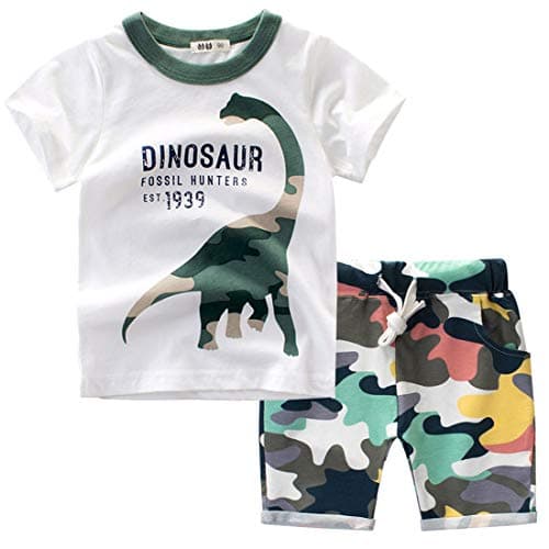 Frogwill Toddler Boys Dinosaur Camouflage Tee and Shorts Set 2-7Y 4T, D2 - Image 1