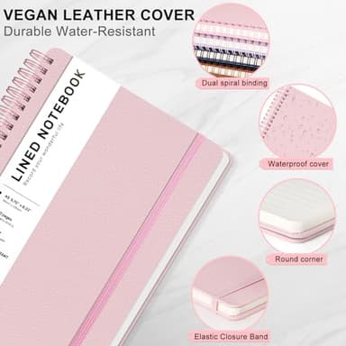 ABERLLS Pink Lined Spiral Journal Notebook with 160 Pages, 8×5.7in, A5 Spiral Notebook, Journaling Notebooks for Work, School, Women, Men, College Ruled Spiral Notebook, Hardcover Leather Journals - Image 4