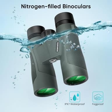 WOSPORTS 10x42 Binoculars for Adults - IP67 Waterproof Binoculars for Bird Watching, Hunting, Hiking, Alaska Cruise - Image 3