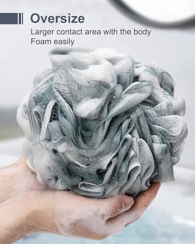 MTDLYICE Loofah Sponge, XXL Large Loofah 100g 4 Pack, Bath Sponge Soft Mesh Shower Loofah for Men, Body Scrub, Shower Pouf Bath Accessories, for Body Wash, Soap (Blue Gray) - Image 2