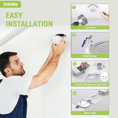 DAMINY 24 Pack 6 Inch LED Recessed Lighting with Junction Box,5CCT,Ultra-Thin Recessed Light,10W 1100lm, Dimmable Canless Wafer Ceiling Light, High Brightness - ETL - Image 5