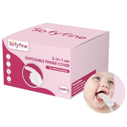 SOFYFINE 60 Counts Baby Tongue Cleaner and Oral Teeth Finger Toothbrush, Mouth and Gum Dry Wipes,for Newborn,0-24 Months Infants,Toddlers - Image 1
