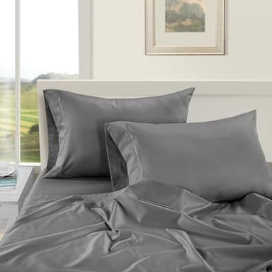 LANE LINEN 100% Egyptian Cotton Queen Sheet Set – Soft & Comfy, No Pill, Fade Resistant, Oeko-Tex Certified, Sustainably Produced, 16" Extra Deep Pocket Bed Sheets – Charcoal - Image 3
