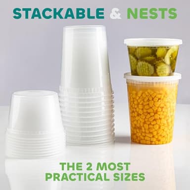 JoyServe Deli Food Storage Containers with Lids - (48 Sets) 24-32 Oz Quart Size & 24-16 Oz Pint Size Plastic Airtight Takeout Meal Prep Storage, BPA-Free, Dishwasher, Microwave Safe - Image 3