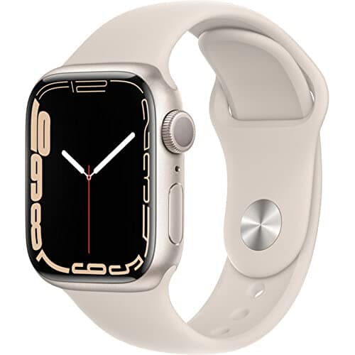 Apple Watch Series 7 (GPS, 41mm) Starlight Aluminum Case with Starlight Sport Band, Regular (Renewed) - Image 1