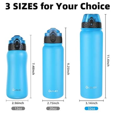 OLDLEY Insulated Water Bottle 20oz Water Bottles with Straw, Stainless Steel Water Bottle with 3 Lids, Double Wall Vacuum Bottles for Adult Kids, Sports Bottles for School Travel,Blue - Image 5