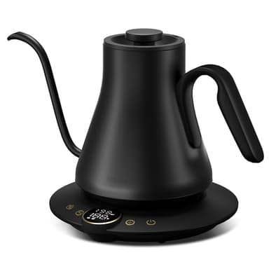 INTASTING Electric Kettle, Gooseneck Electric Kettle, ±1℉ Temperature Control, Stainless Steel Inner, Quick Heating, for Pour Over Coffee, Brew Tea, Boil Hot Water, 1500W/0.9L Black - Image 1