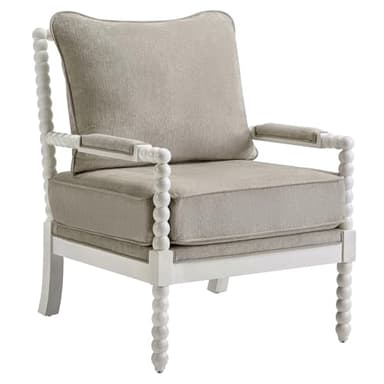 DUHOME Linen Fabric Spindle Accent Chair with Wood Frame,Spool Chairs with High Resilience Spring Cushion and Armrest Pads, Leisure Armchair for Living Room Bedroom Farmhouse Home Office Belcony - Image 3