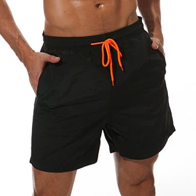 SILKWORLD Men's Swim Trunks Quick Dry Beach Shorts with Pockets (US M, Black) - Image 1