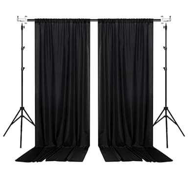 Black Backdrop Curtain for Party, Background Drapes Panels with Rod Pocket, Wrinkle Free Black Photo Curtains Backdrop Drapes Fabric Decoration for Wedding, Birthday Party Decor 5ft x 10ft, 2 Panels - Image 9