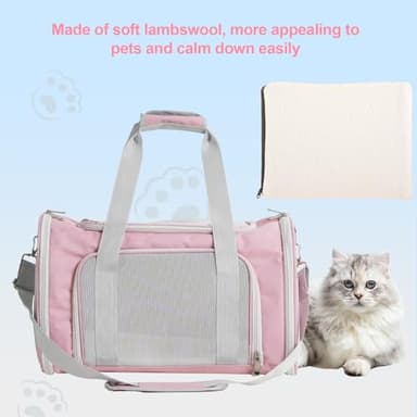 Roaringkitty Travel in Style: Portable Pet Carrier for Small Pets up to 15 Lbs- Airline Approved, Collapsible & Comfortable cat/Puppy Soft Sided Bag (Pink) - Image 3