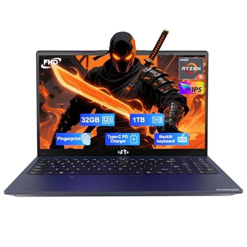 NIMO 15.6" FHD-Business-Laptop, 32GB RAM 1TB SSD AMD Ryzen 5(Beat i3-1215U, 4 Cores Up to 3.7GHz) 65W Type-C Fingerprint Backlit Keyboard IPS-Computer, Wi-Fi 5 BT5.2 Numpad Win 11,Blue - Image 1