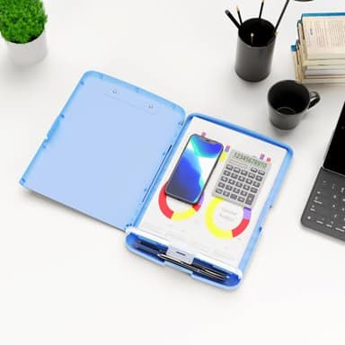 Hongri Clipboard with Storage with Pen Holder, Folder Nursing Clip Board 8.5 x 11 Foilo-Side Opening, High Capacity, Light Weight for Teachers, Classroom. Size 14 x 9.6 x 1.2 in(Blue) - Image 2