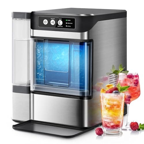 Chewable Crunchable Countertop Nugget Ice Maker，with Side Water Tank,41 Lbs in 24 Hours， Self-Cleaning, One-Click Operation, Stainless Steel,Ideal for Parties, Kitchens, Bars, Offices - Image 1