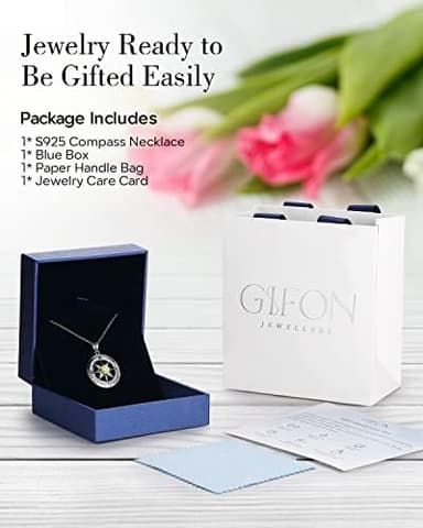 S925 Necklace Gift for Wife |Compass Jewelry |Women Anniversary |Sterling Silver |Girlfriend Birthday Gifts for Her Valentines |I'd be Lost without You |Jewel 18K Gold - Image 6