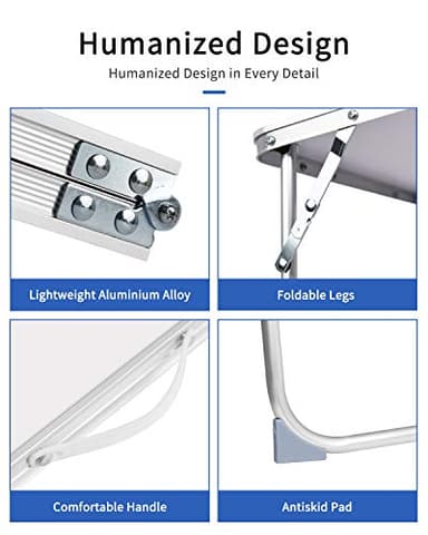 Foldable Laptop Table for Bed, SUVANE Lap Desk Bed Desk, Breakfast Serving Bed Tray, Portable Mini Picnic Table Storage Space Laptop Desk Reading Holder(Gray) - Image 4