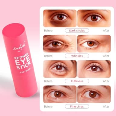 Soulight Retinol Eye Stick, Anti-Aging Eye Cream, Skincare for Wrinkles, Dark Circles, Puffiness - Retinol Eye Balm Moisturizes, Softens& Nourish Skin (Vanilla) - Image 3