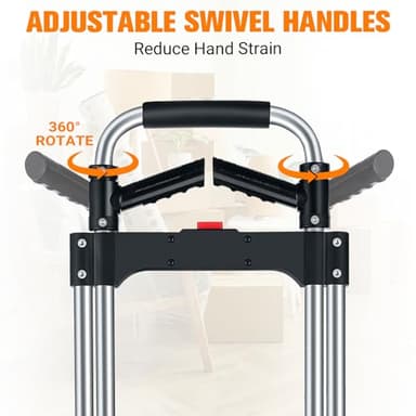 380 LB Capacity Folding Hand Truck Heavy Duty Foldable Dolly Cart with Wheels, Aluminum Collapsible Hand Cart Portable Trolley Dolley with Telescoping Handle for Moving Use Gorpuire - Image 6
