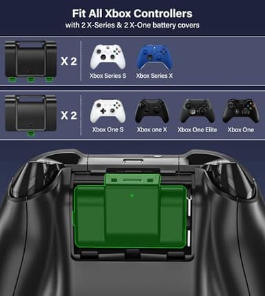 Rechargeable-Battery-Pack-for-Xbox-Controller, 2x4800mWh Batteries Pack with Charging Station for Xbox One/Xbox Series X|S Xbox One S/Xbox One X/Xbox One Elite Controller Charger Dock Accessories - Image 4
