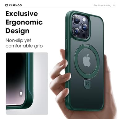 CASEKOO Designed for 14 Pro Max Case with Magnetic Invisible Stand [Military Drop Protection] [Compatible with MagSafe] Shockproof Slim Translucent Matte Promax Case 6.7 Inch, Green - Image 6