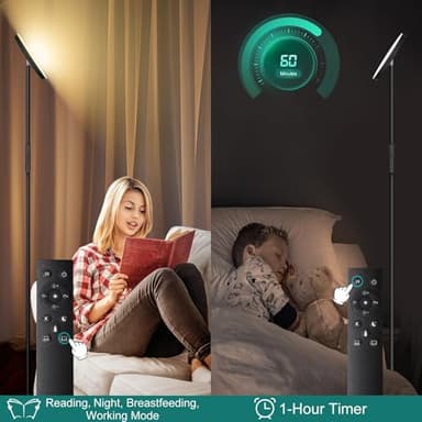 Floor Lamp, Upgraded 40W 4000LM Super Bright Torchiere LED Floor Lamps for Living Room, Stepless Dimmable Color Temperature 2700K-6500K with Remote & Touch Control, Standing Light for Bedroom Office - Image 7