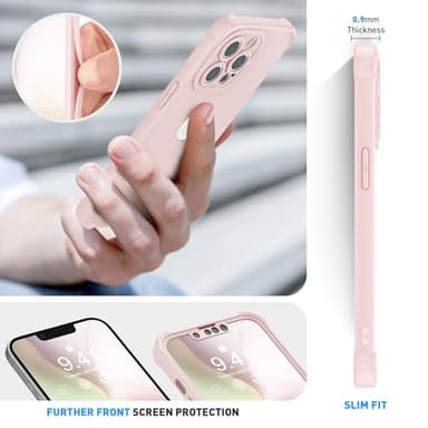 ORETECH for iPhone 13 Pro Max Case, with [2 x Screen Protectors] [15 Ft Military Grade Drop Test] [Camera Protection] 360° Shockproof Slim Thin Phone Case iPhone 13 Pro Max Cover 6.7" Baby Pink - Image 3