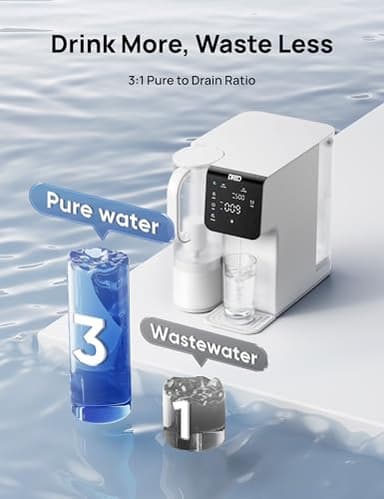 Dreo Reverse Osmosis Water Filter Countertop, 7-Stage RO Water Filtration System, 3:1 Pure to Drain, Portable Water Pitchers for Home Kitchen, No Installation, Reduce TDS, BPA Free - Image 8