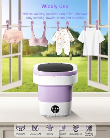 16L Portable Washing Machine, Foldable Small Washer with Spin Basket Laundry Machine, 3 Cleaning Modes Suitable for Underwear Baby Small Clothes, Foldable Design Ideal for Hotel Camping Apartment Home - Image 6