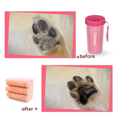 Dog Paw Cleaner for Large Dogs (with 3 Towels & Dog Bath Brush), Dog Paw Washer, Muddy Paw Cleaner, Pet Foot Cleaner (Large, Red), Dog Paw Protector Kit - Image 4