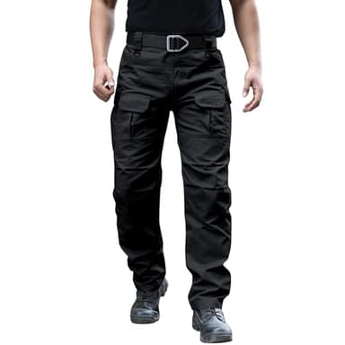 Hiwise Men's Stretch Tactical Pants Water Resistant Ripstop Cargo Pants Outdoor Lightweight EDC Work Hiking Pants (Black, 34WX32L) - Image 3