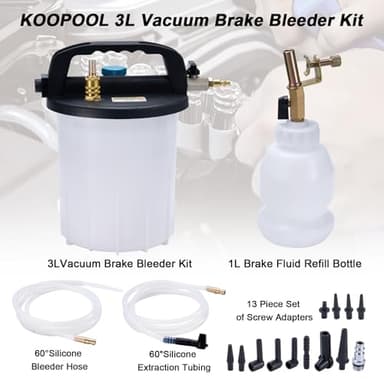 KOOPOOL 3L Vacuum Brake Bleeder Kit, Pneumatic Brake Fluid & Clutch Bleeding Extractor with 1L Refilling Bottle - Image 4