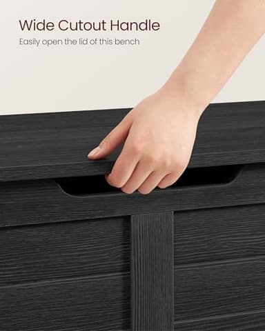 VASAGLE Storage Chest, Storage Bench with 2 Safety Hinges, Farmhouse Style, 15.7 x 39.4 x 18.1 Inches, for Entryway, Bedroom, Living Room, Charcoal Gray ULSB061B01 - Image 8