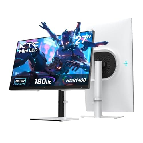 KTC QHD Mini LED Monitor 27 Inch, 1440P 180Hz Gaming PC Monitor, HDR 1400, HDMI2.0, DP1.4, USB, Swivel/Height/Pivot/Tilt Adjustable, VESA Wall Mount, White, M27T6 - Image 1