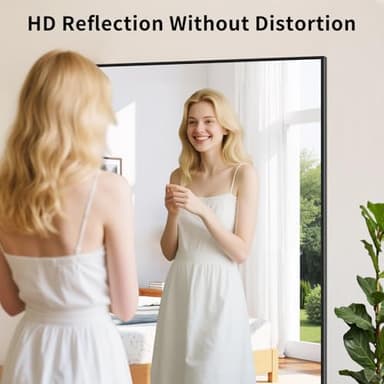 Koonmi Black Framed Bathroom Mirror - Shatterproof 24"x48" Tempered Glass, HD No Distortion, Horizontal/Vertical Mount, Modern Matte Aluminum Alloy Frame - Image 3