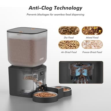 Nityers Automatic Cat Feeder for 2 Cats - 8L/34 Cups Large Capacity Auto Cat Food Dispenser with LCD Screen, 2 Food Trays, Timed Feeder, Up to 50 Portions 6 Meals Per Day, Keep Fresh - Image 5