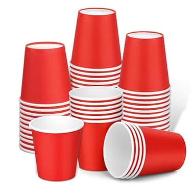 Huaiid 50 Pack 3 oz Paper Cups Red, Small Bathroom Cups Disposable Mouthwash Cups, Espresso Paper Cups for Party Travel Picnic BBQ - Image 1