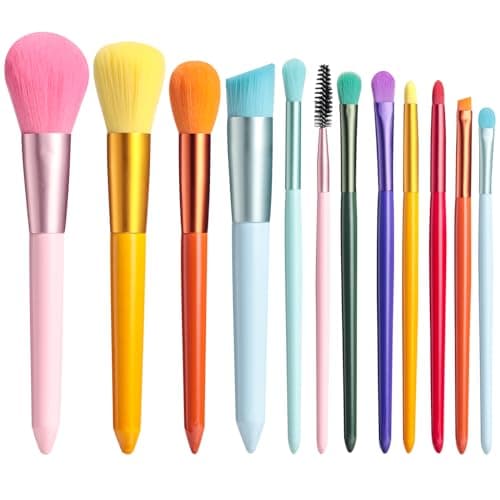 BS-MALL Children Makeup Brushes Colorful 12 Pcs Makeup Brush Set Foudation Concealer Blush Eyeshadow Brush - Image 1