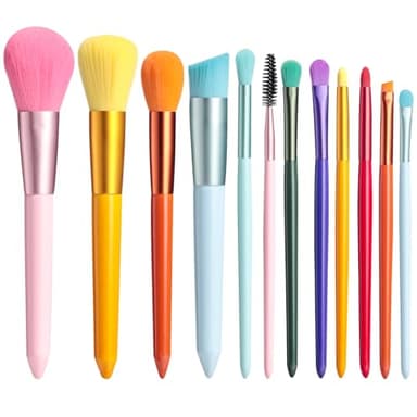 BS-MALL Children Makeup Brushes Colorful 12 Pcs Makeup Brush Set Foudation Concealer Blush Eyeshadow Brush - Image 1